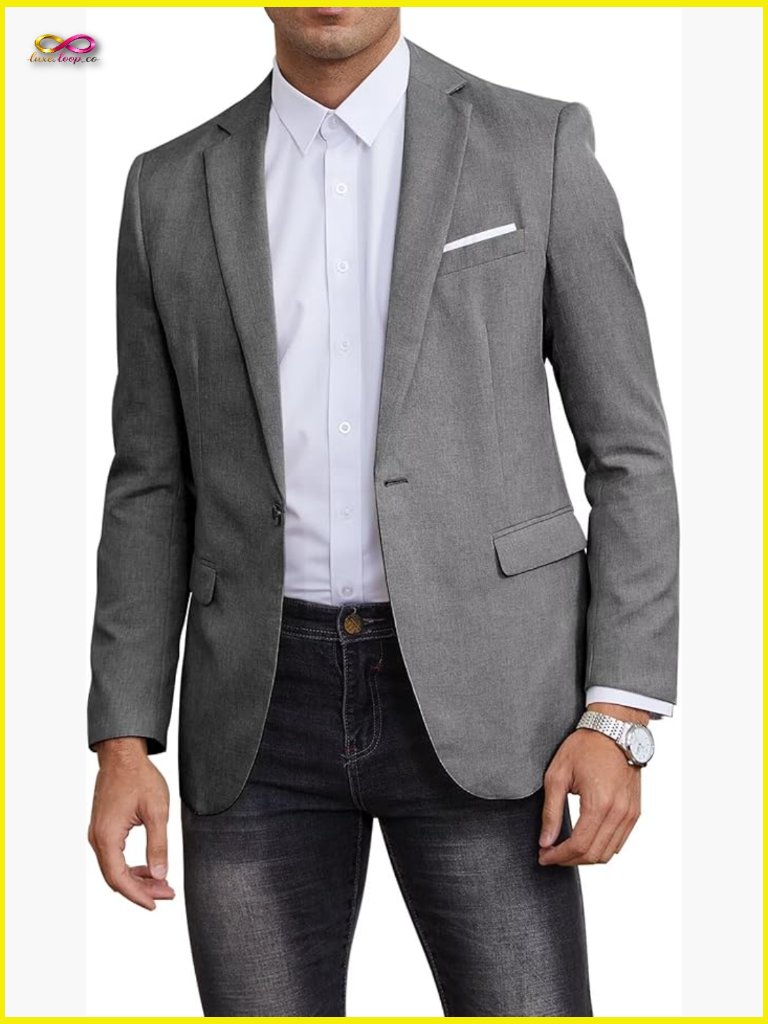 Slim Fit Linen Texture Sport Coat Casual Blazer Classic Western Style